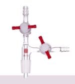 Connecting adapter with 2 PTFE stopcock and joint