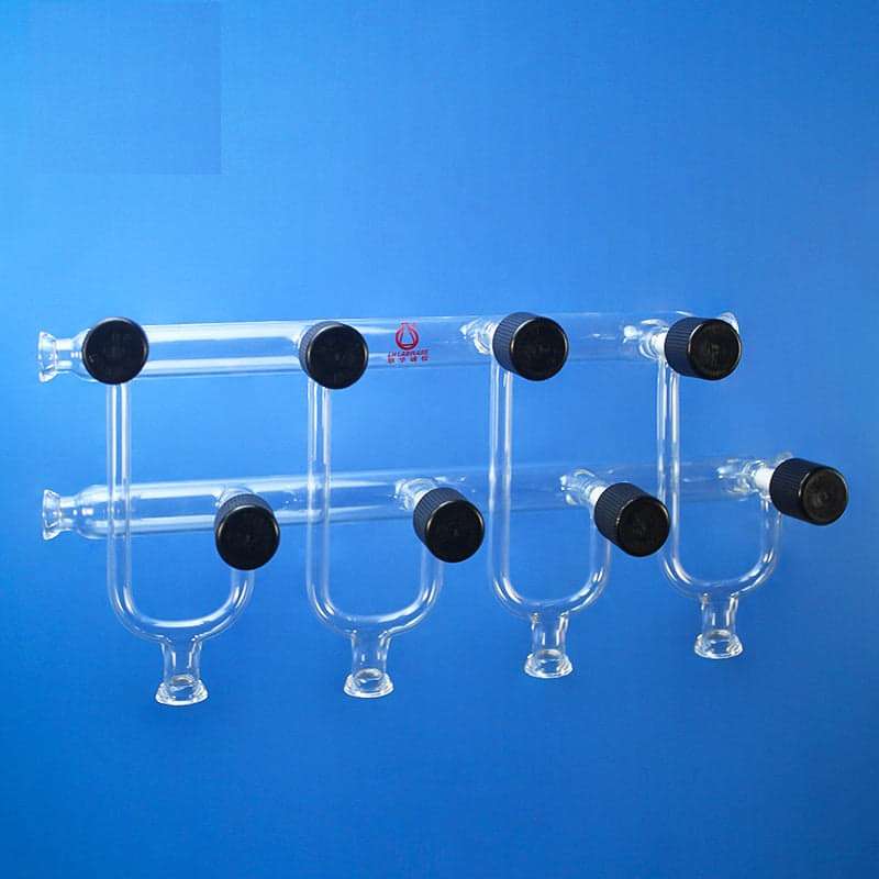 Double-bank-vacuum-manifold-with-15-Oring-flange-ports-1-1.jpg Double Bank Vacuum Manifold with #15 O-Ring Flange, 3 to 5 Ports, Schlenk Line