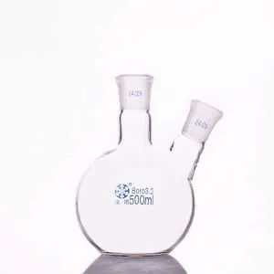 Double-necked flat-bottom flask, bevelled side necks,  10.000 ml(10L) to 50.000 ml (50L)