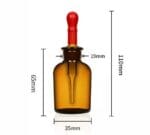 Dropper Bottle with Pipette, Brown Glass, 30 to 125 ml