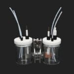 Dual chamber H-cell membrane sealed electrochemical reactor, capacity 50 to 500 ml-1