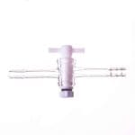 One-way tap with PTFE stopcock and hose connector, tube diameter 8 to 12 mm