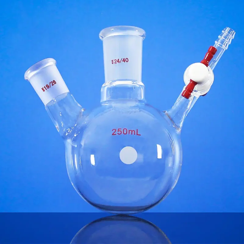 Schlenk round flask with 2 necks and PTFE stopcock