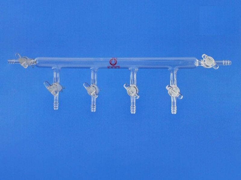 Single bank vacuum manifold with stopcock at both side, ports 4 to 6 ,Schlenk line