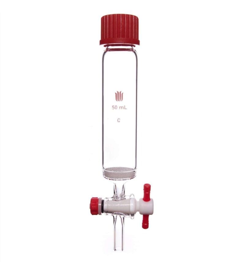 Solid-phase peptide synthesis vessel with PTFE stopcock, capacity 10 to 250 ml