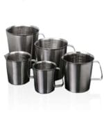 Stainless steel measuring beaker with handle, capacity 500 to 2.000 ml