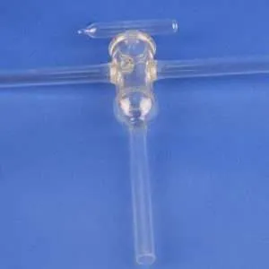 T-shaped three-way vacuum tap with glass stopcock