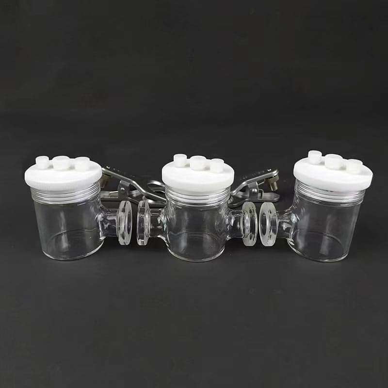 Triple-chamber-H-cell-membrane-sealed-electrochemical-r-1-1.jpg Triple chamber H-cell membrane sealed electrochemical reactor, capacity 30 to 500 ml