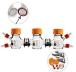 Triple chamber membrane reactor for microbial fuel cell (MFC), capacity 100 to 1.000 ml