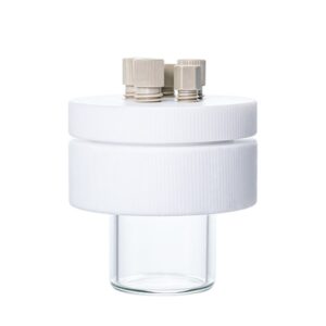 Low Volume Sealed Electrochemical Cell, Capacity 10–100 mL, PTFE Lid,with PEEK threaded connectors