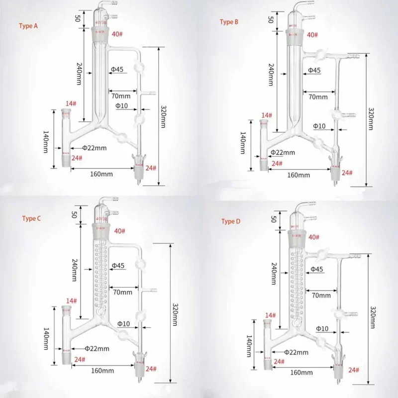 Variable Reflux Distillation Head with Cold Finger & PTFE Stopcock-Type A.B.C.D Variable Reflux Distillation Head with Cold Finger & PTFE Stopcock